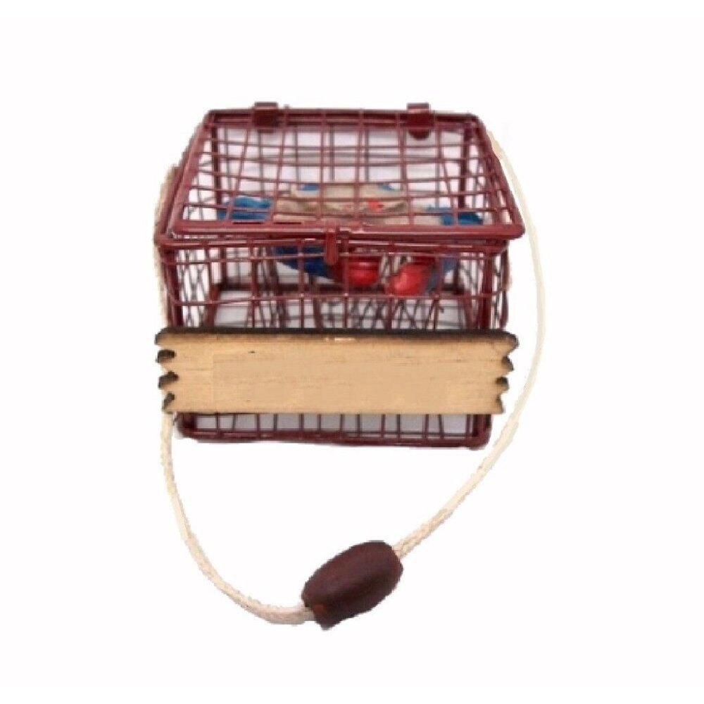 Blue Crab Pot Metal Tree Ornament - NEW Fast Ship